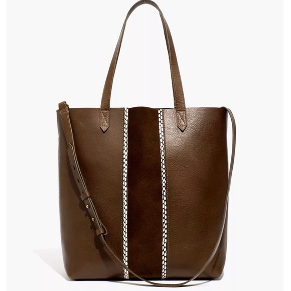Madewell Handbags - MADEWELL The Suede Inset Edition Medium Transport Tote Bag Darkest Olive NWT